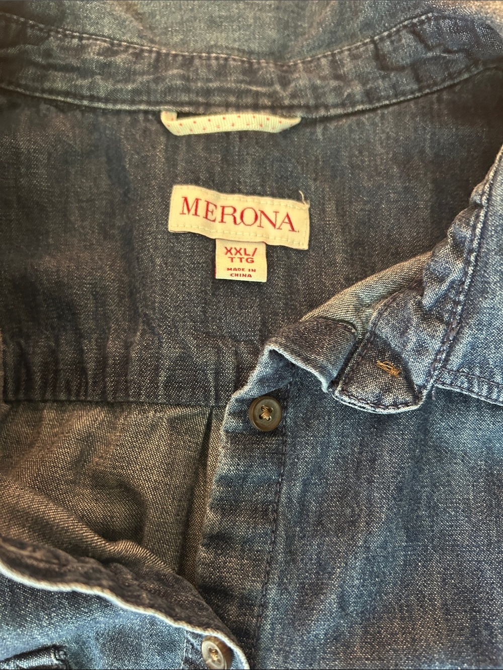 Merona Women's Denim Button-Up Shirt Dress in Blue - Picture 3 of 3